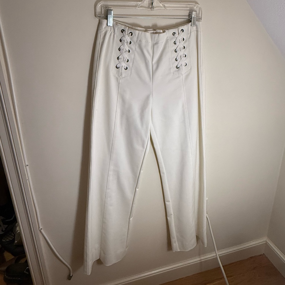 Nanette Lepore White Lace-Up Pants